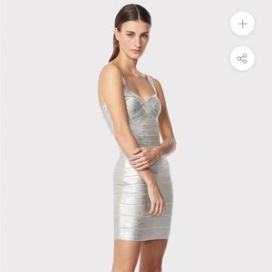 COPY - Herve Ledger sweetheart dress in silver foil